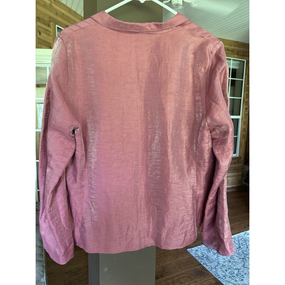 Eileen Fisher Jacket Women M Pink Silk Luxe Streetwear Shiny Chic Sustainable - Picture 5 of 10